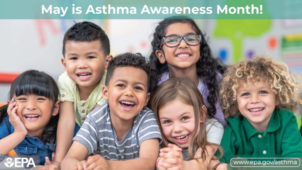 EPA marks May as Asthma Awareness Month, featuring a group of smiling children