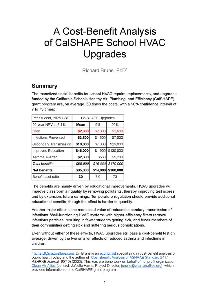First Page of Bruns CalSHAPE Cost-Benefit Analysis